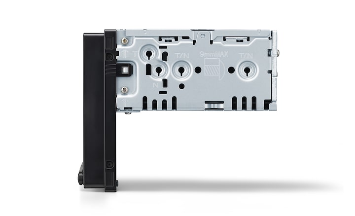 Imagen que detalla el chasis posterior compacto de los receptores multimedia digitales XAV-AX4000 de 6,95 pulgadas (17,6 cm)